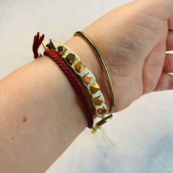 COPY - set of 3 fashion jewelry bundle red and gold spiked bracelets - Picture 3 of 15